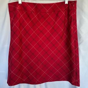 LOFT red plaid knee-length skirt